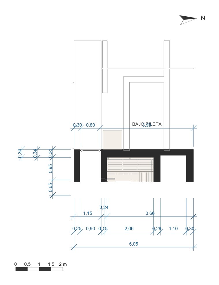 Estructura bajo pileta